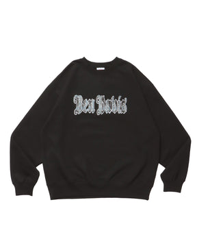 PLAD LOGO CREW / ビッグシルエット クルーネック 裏起毛 ワンポイント 人気秋冬 トレンドカラー スウェット タウンユース カジュアルストリート ユニセックス ブラック