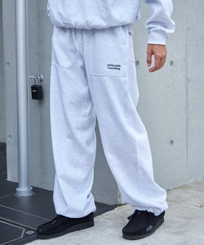 シンプルワイドベイカースウェットパンツ / 刺繍 ワンポイント シンプル ノームコア 綺麗目 セットアップ シティガール シティボーイ 裏起毛  アッシュグレー