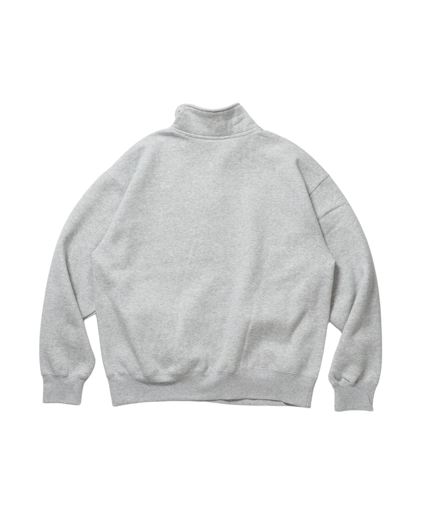 BD SWEAT HALF ZIP / スウェット ハーフジップ ワンポイント刺繍 裏起毛 サイドポケット ユニセックス グレー