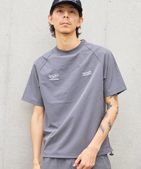 ナイロンゲームTシャツ / ナイロン 半袖 クルーネック Tシャツドローコード チャコール