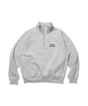 BD SWEAT HALF ZIP / スウェット ハーフジップ ワンポイント刺繍 裏起毛 サイドポケット ユニセックス グレー