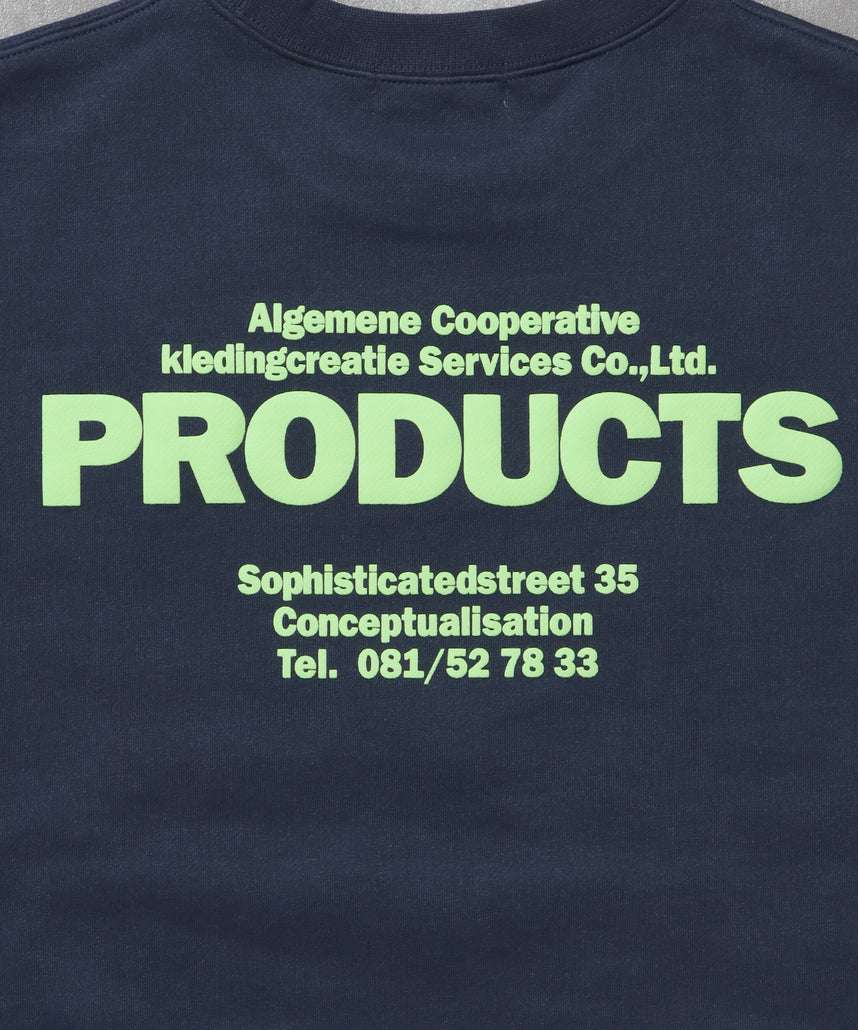 ヘビーウエイトウェーブロゴスウェット / 裏起毛 スウェット クルーネック ワンポイント プリント ネイビー