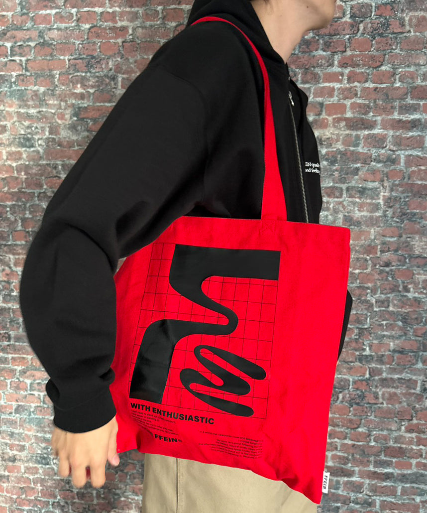 グラフィックプリントトートバッグ / ユニセックス バッグ 雑貨 トート レッド