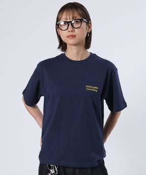 ワンポイント刺繍ショート丈Tシャツ / Tシャツ 短丈 クルーネック 半袖 刺繍 ワンポイント ネイビー