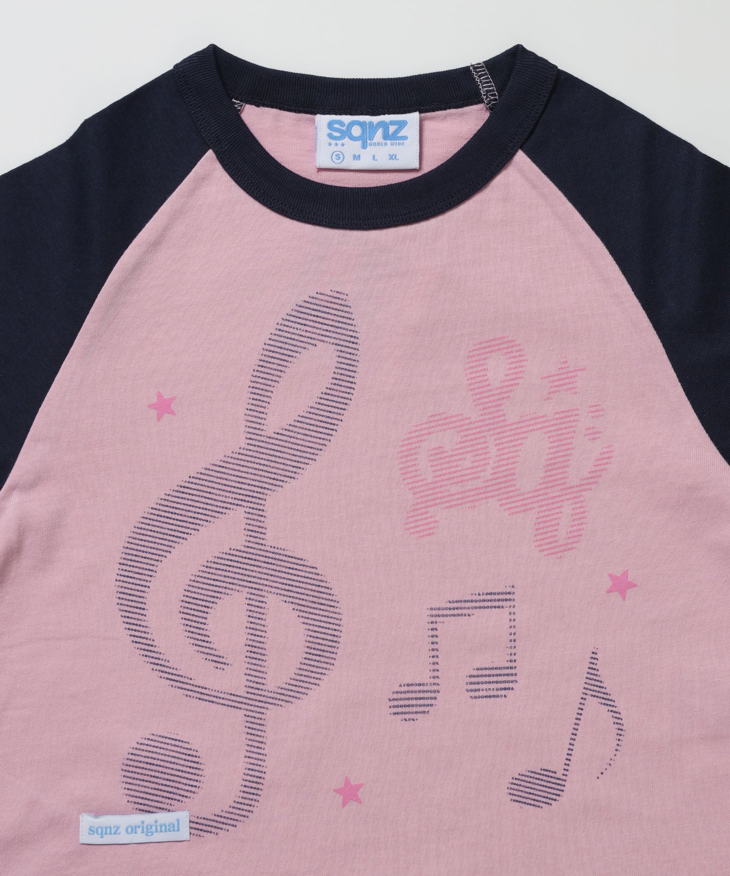 ※WEB限定 / プリントピチTシャツ / 配色ラグラン半袖Tシャツ / sqnz treble clef pt tee ネイビー