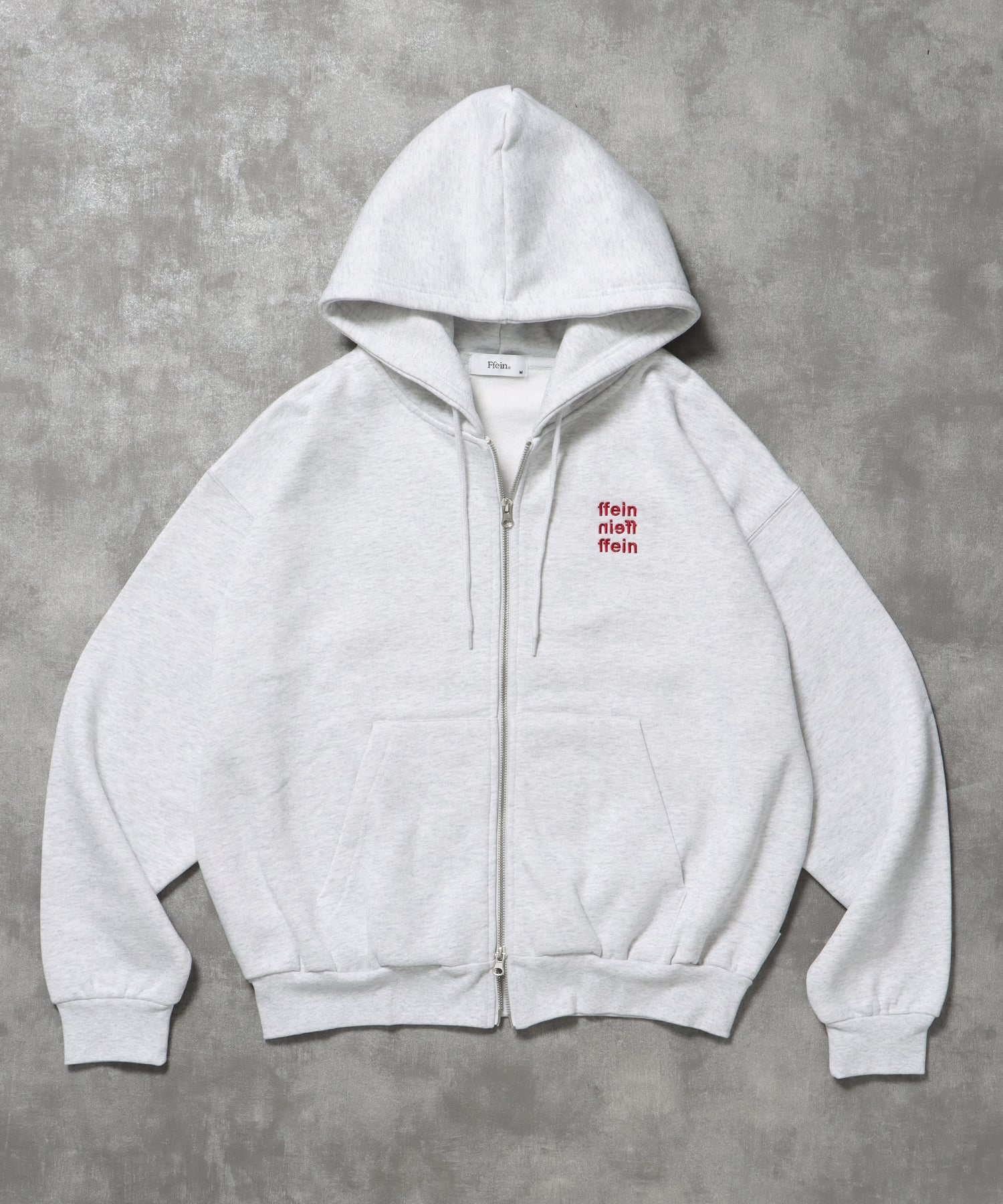 ヘビーウエイトワンポイントロゴジップパーカー / パーカー 裏起毛 ジップ 刺繍 ロゴ フーディ ダブルジップ アッシュグレー