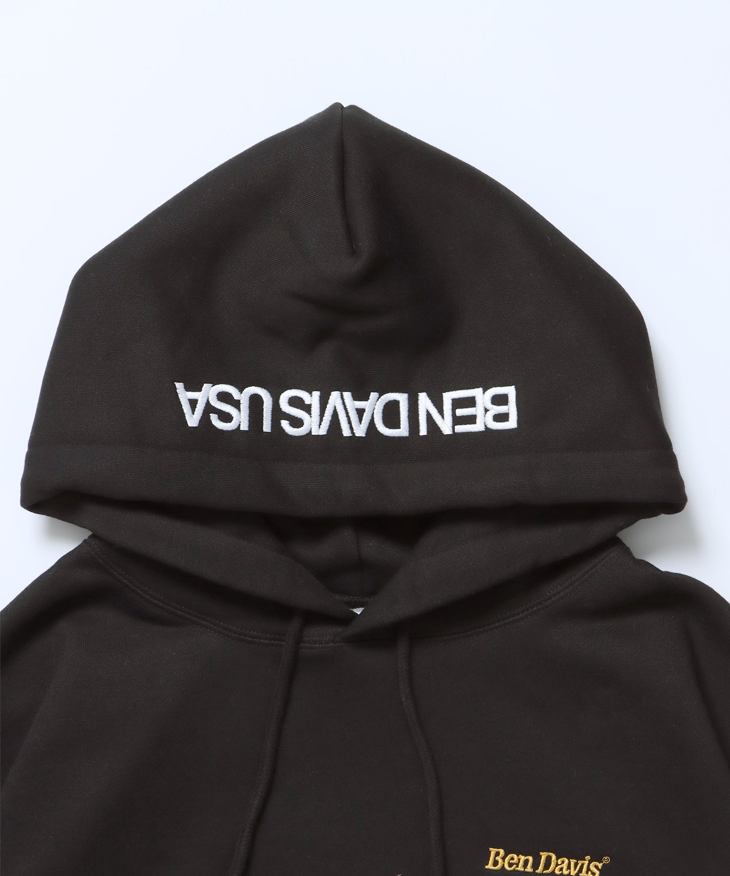 BD LABEL EMB HOODIE / フーディ プルパーカー ヘビーウェイト ワンポイント 刺繍 裏起毛 ブラック