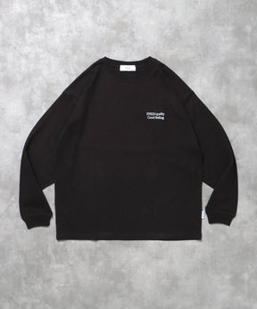 ワンポイントロゴ刺繍ロンT / ロンT 刺繍 ロゴ クルーネック ワンポイント 長袖 ブラック