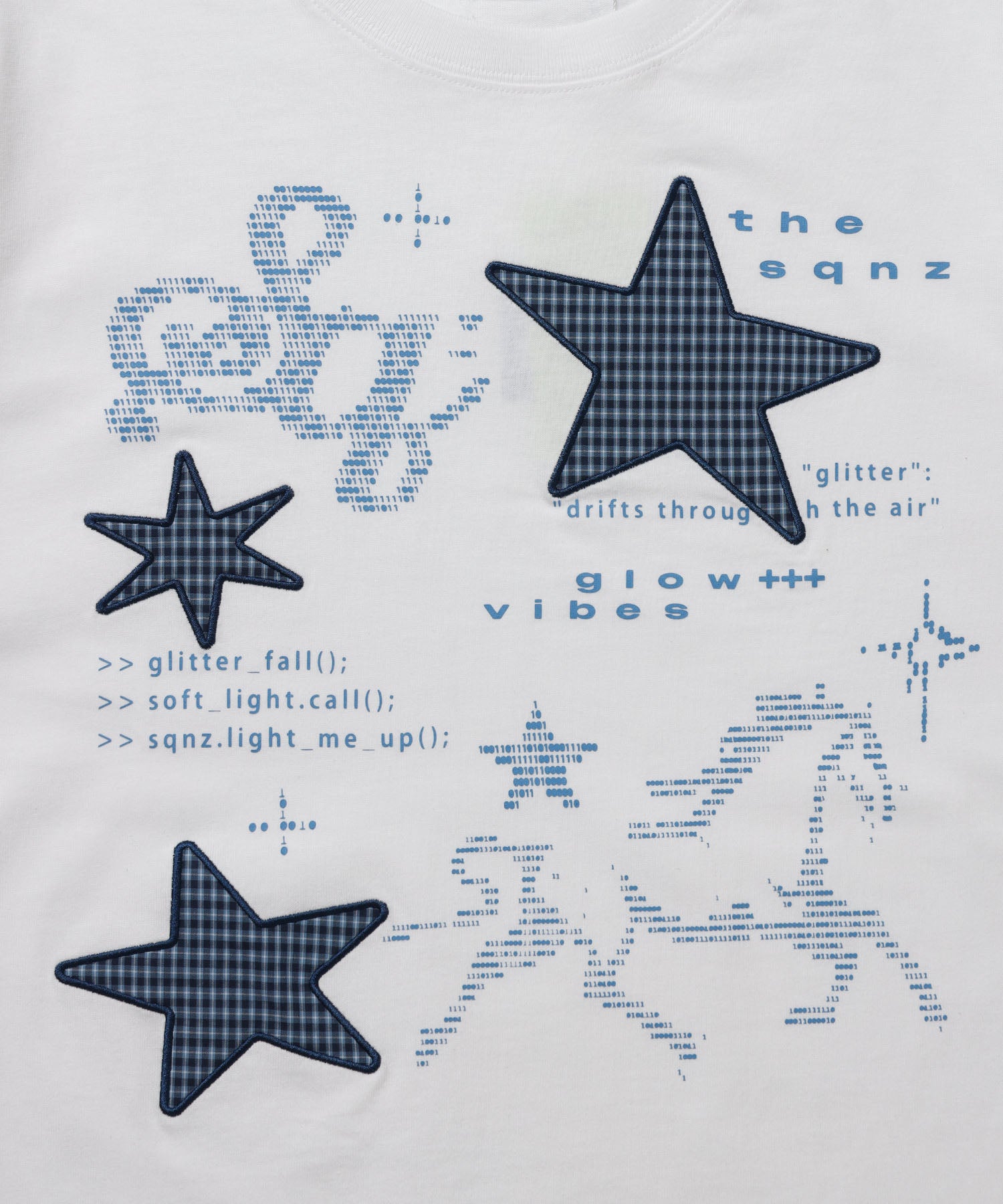 ※WEB限定 / ワッペン×チェック / モチーフデザイン半袖Tシャツ / sqnz motif applique tee / ホワイト