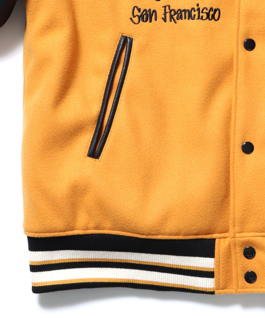 BD STADIUM JACKET / 刺繍 ワッペン OLD オーバーサイズ レトロ アメカジ スケーター 90年代 オレンジ