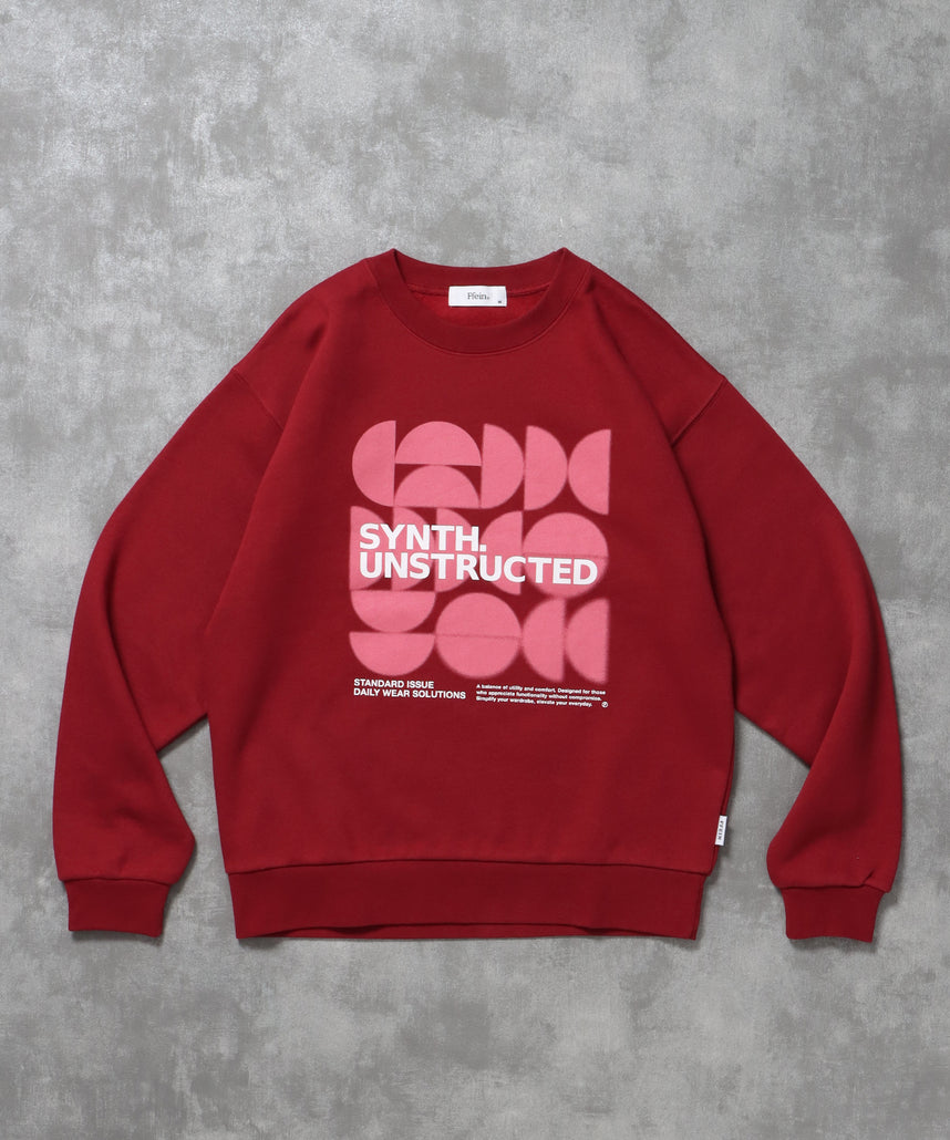 ヘビーウエイトぼかしアートスウェット / 裏起毛 スウェット クルーネック アート プリント ワイン