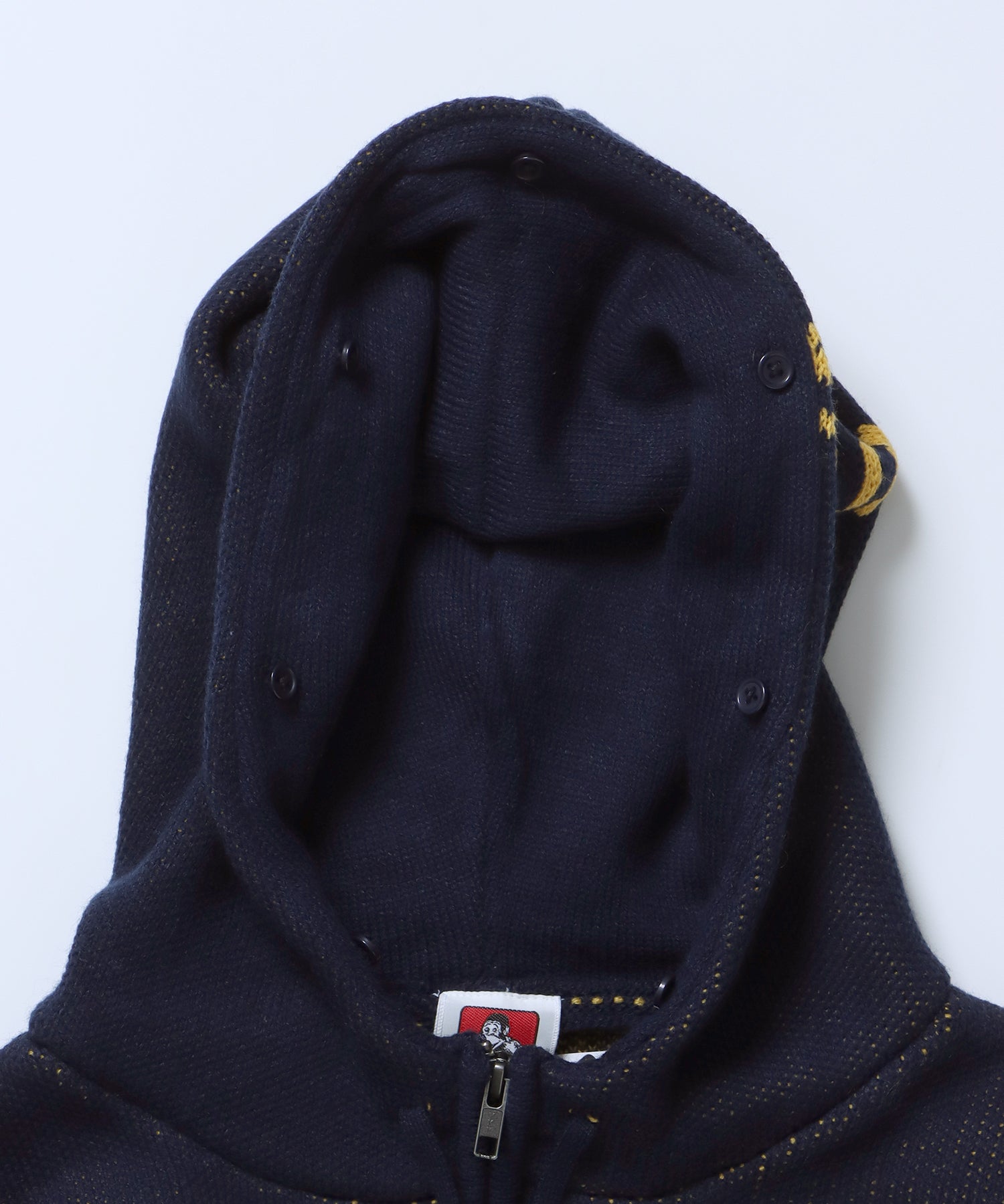 FAUX FUR TRIM KNIT JACKET / オーバーサイズ ニット ファー ジップパーカー フーディ ダブルジップ ネイビー