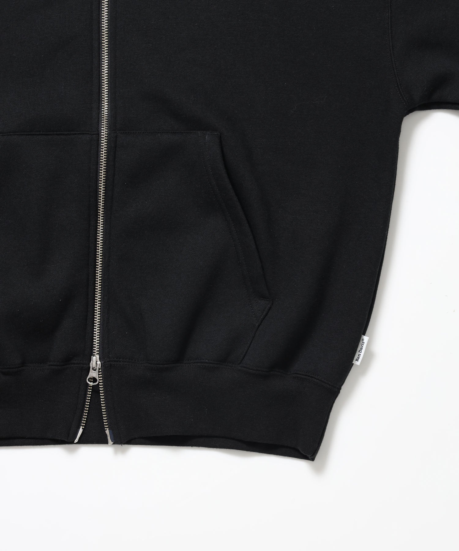 BD SWEAT ZIP HOODIE / スウェットパーカー Wジップ フーディ ワンポイント刺繍 裏起毛 ユニセックス ブラック