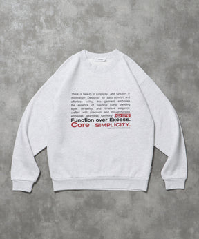 ヘビーウエイトメッセージスウェット / 裏起毛 スウェット クルーネック ワンポイント プリント アッシュグレー