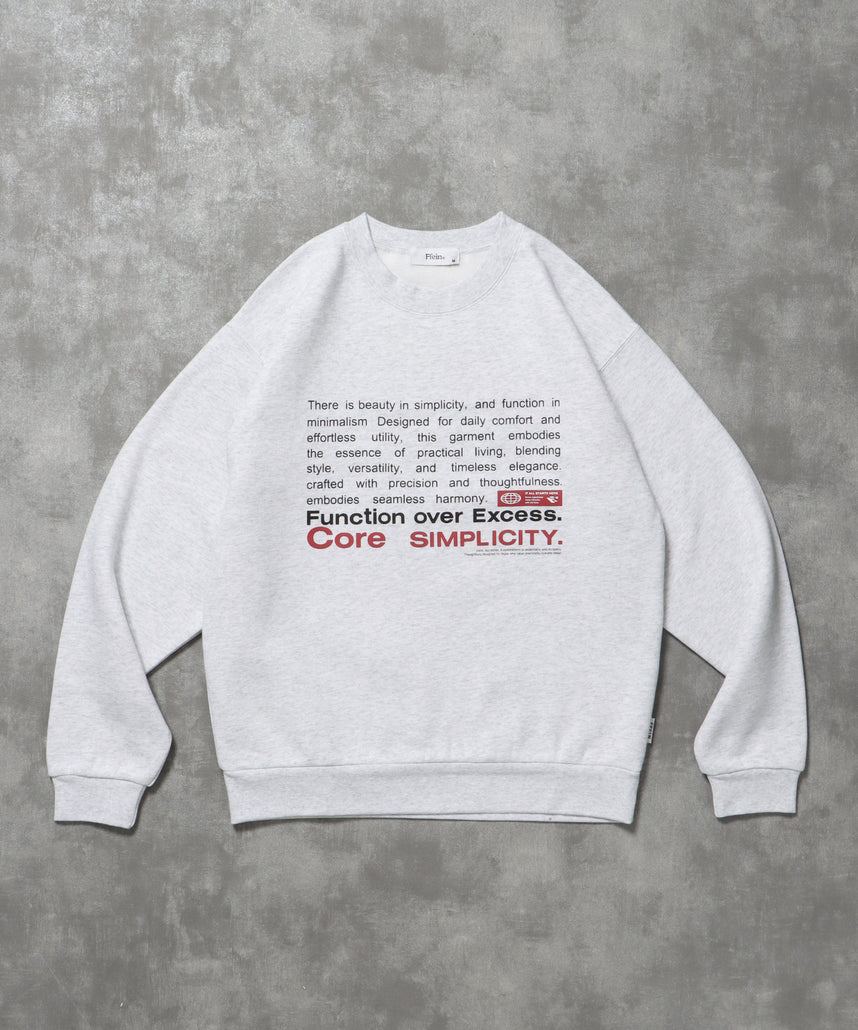 ヘビーウエイトメッセージスウェット / 裏起毛 スウェット クルーネック ワンポイント プリント アッシュグレー