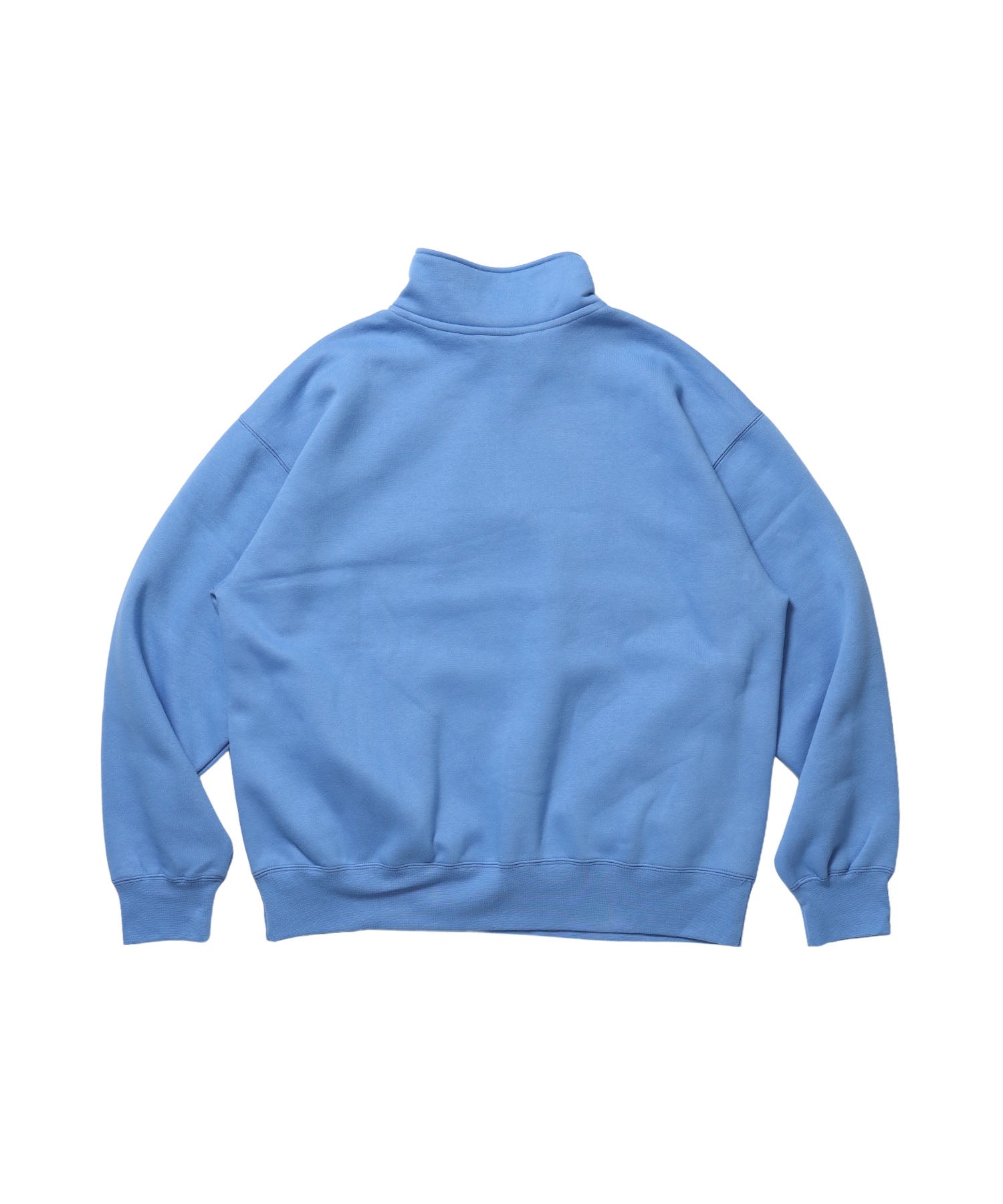 BD SWEAT HALF ZIP / スウェット ハーフジップ ワンポイント刺繍 裏起毛 サイドポケット ユニセックス スカイブルー