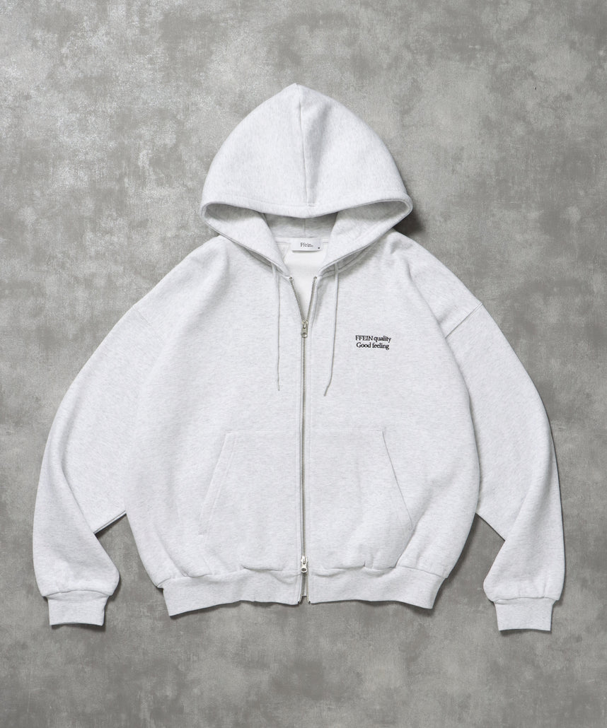 ヘビーウエイトワンポイントジップパーカー / パーカー ジップ ワンポイント ロゴ 裏起毛 フーディ アッシュグレー