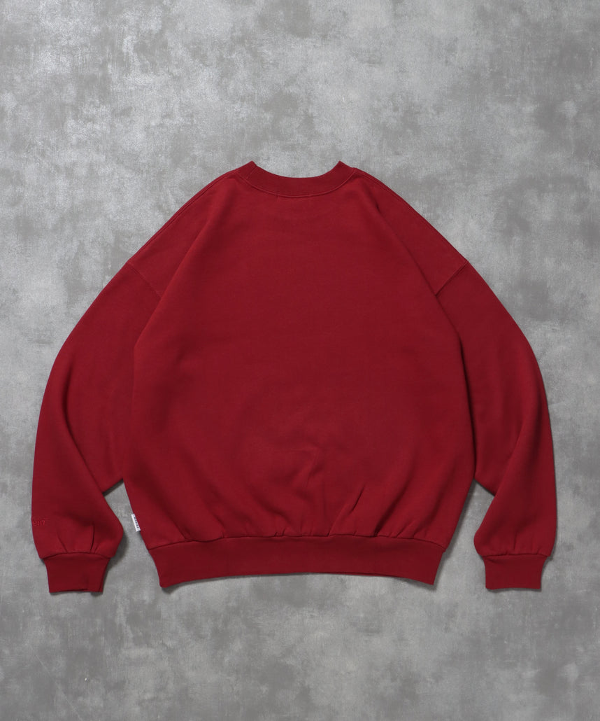 ワンポイントロゴプルオーバースウェット / 刺繍 ワンポイント シンプル ノームコア 綺麗目 シティガール シティボーイ 裏起毛 ワイン