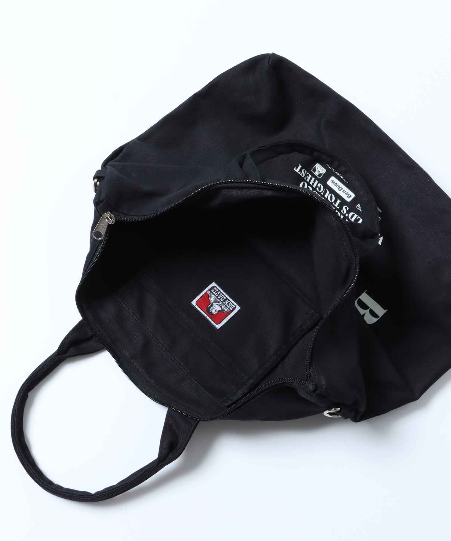 【BEN DAVIS(ベン デイビス)】ZIP TOTE / ルーディ アーチロゴ ジップトートバッグ ブラック
