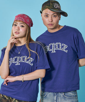 ※WEB限定 / ギンガムチェックワッペン半袖T / sqnz gingham applique tee ダークネイビー