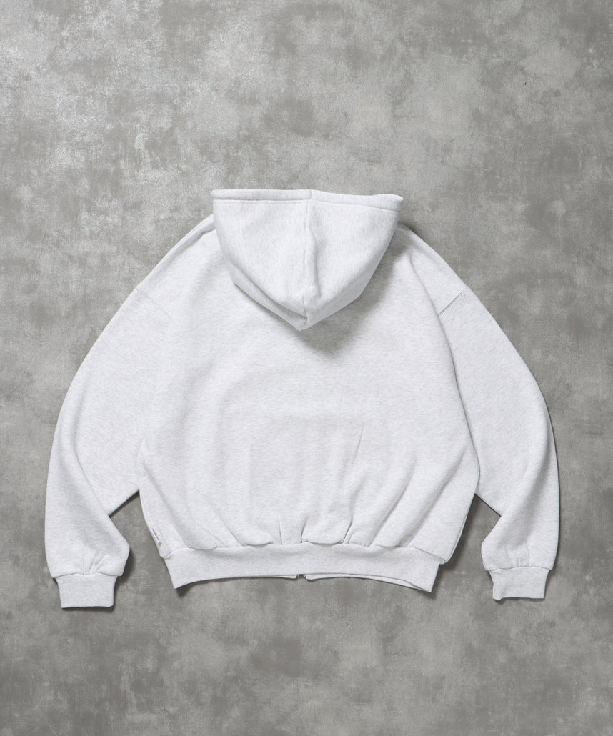 ヘビーウエイトワンポイントジップパーカー / パーカー ジップ ワンポイント ロゴ 裏起毛 フーディ アッシュグレー