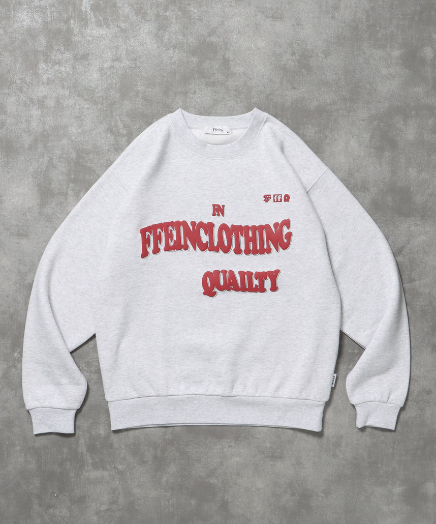 ヘビーウエイトウェーブロゴスウェット / 裏起毛 スウェット クルーネック ワンポイント プリント アッシュグレー