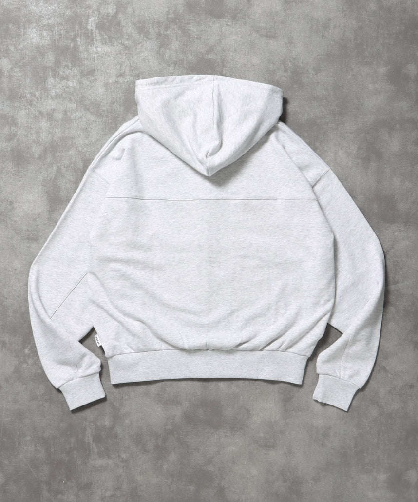 切り替えリベットジップパーカー 12oz / リベット ジップ パーカー 裏毛 フーディ アッシュグレー