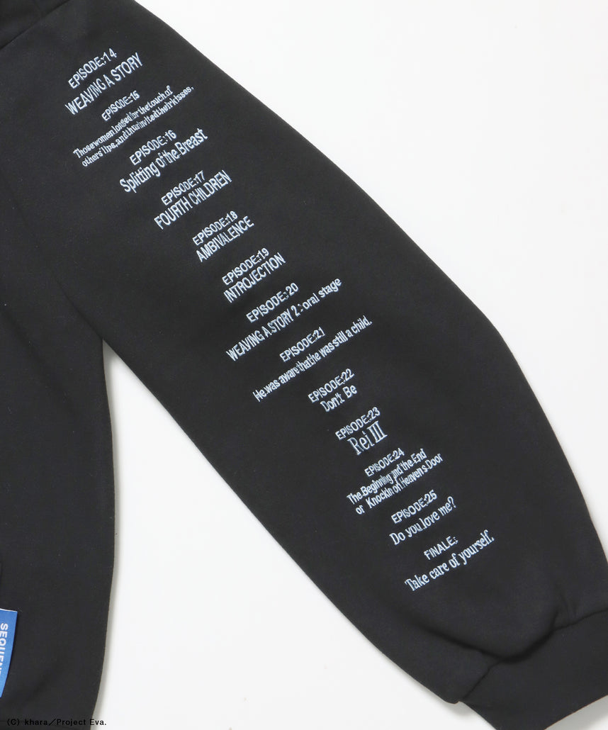 EVA CHARCTER ZIP PK / オーバーサイズ ビッグシルエット ジップパーカー 刺繍 プリント フーディ 裏起毛 ユニセックス ブラック