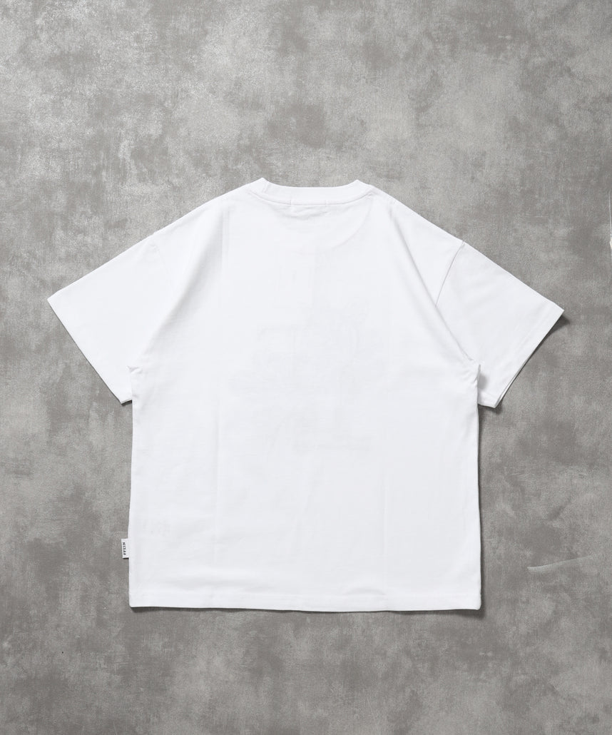 フラワー刺繍ロゴショート丈Tシャツ / Tシャツ クルーネック 半袖 刺繍 花柄 【短丈】 ホワイト