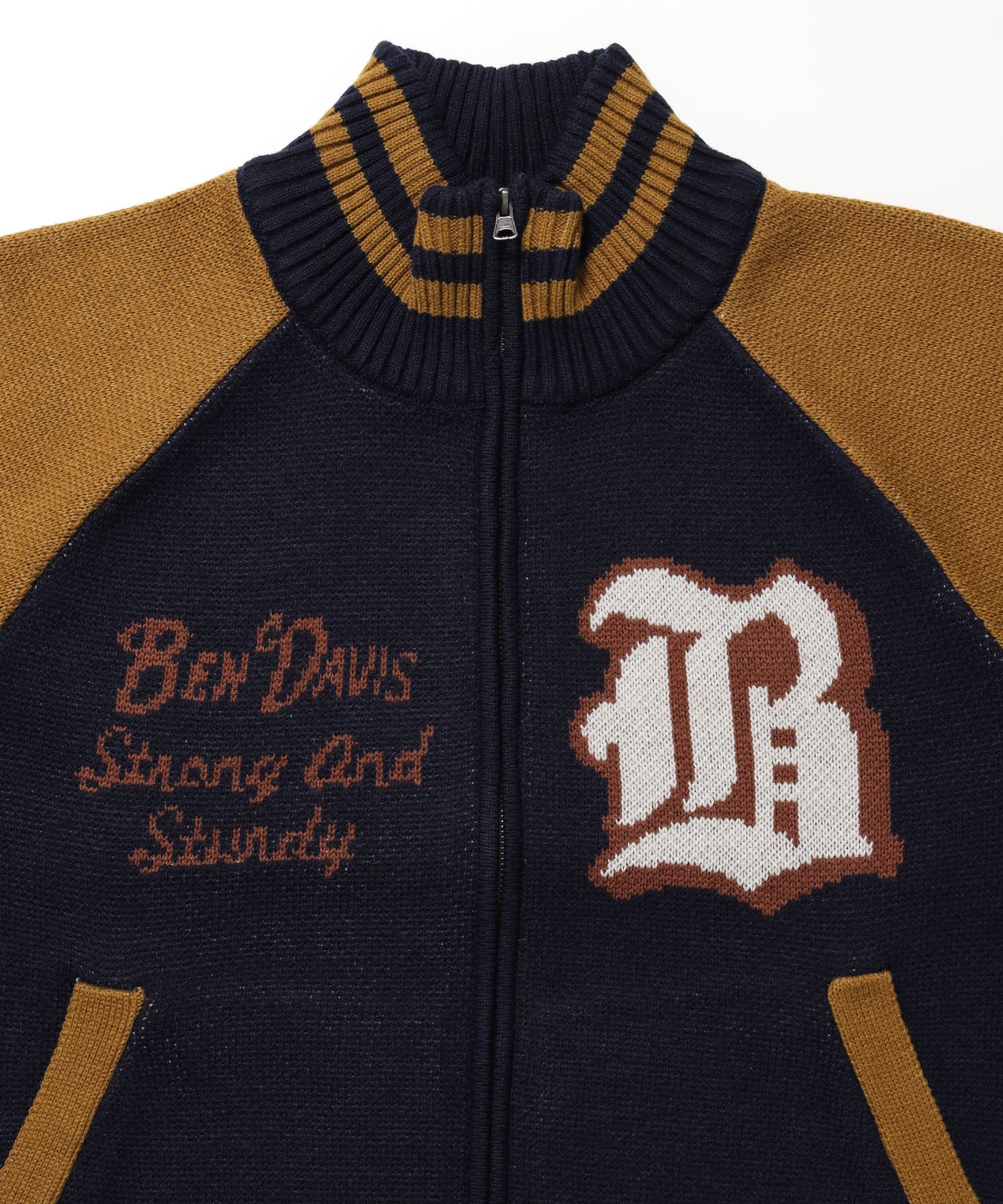 BALLPARK KNIT JACKET / ニット ジャケット ジャケード 刺繍 スタジャン スタジアムジャンパー ユニセックス 秋冬 ネイビー