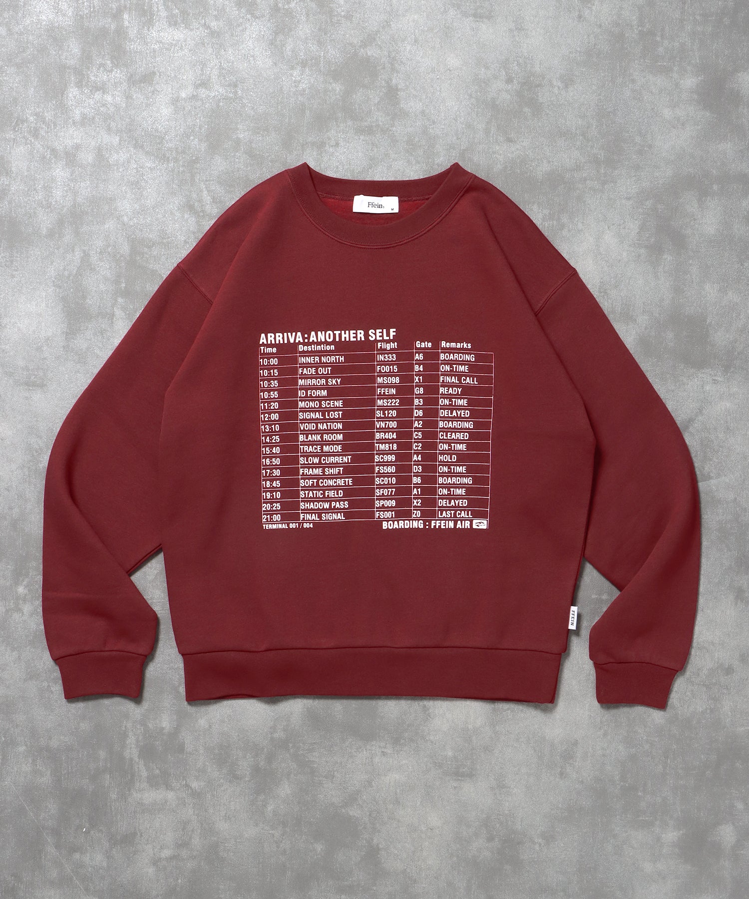 ヘビーウエイトフライトメッセージロゴスウェット / 裏起毛 スウェット クルーネック ワンポイント プリント ワイン