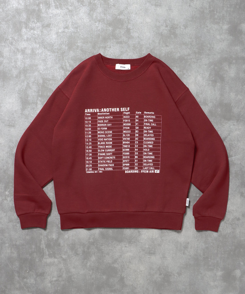ヘビーウエイトフライトメッセージロゴスウェット / 裏起毛 スウェット クルーネック ワンポイント プリント ワイン
