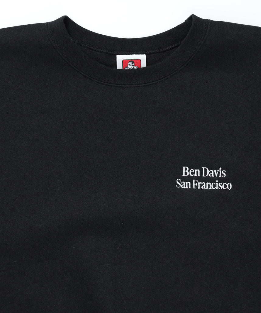 BD SWEAT CREW / スウェット クルーネック 裏起毛 ワンポイント刺繍 リサイズ ユニセックス ブラック