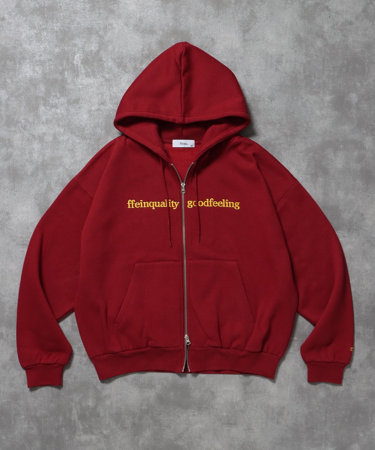 ヘビーウエイトセンターロゴ刺繍ZIPパーカー / パーカー 裏起毛 ジップ 刺繍 ロゴ フーディ バブルジップ ワイン