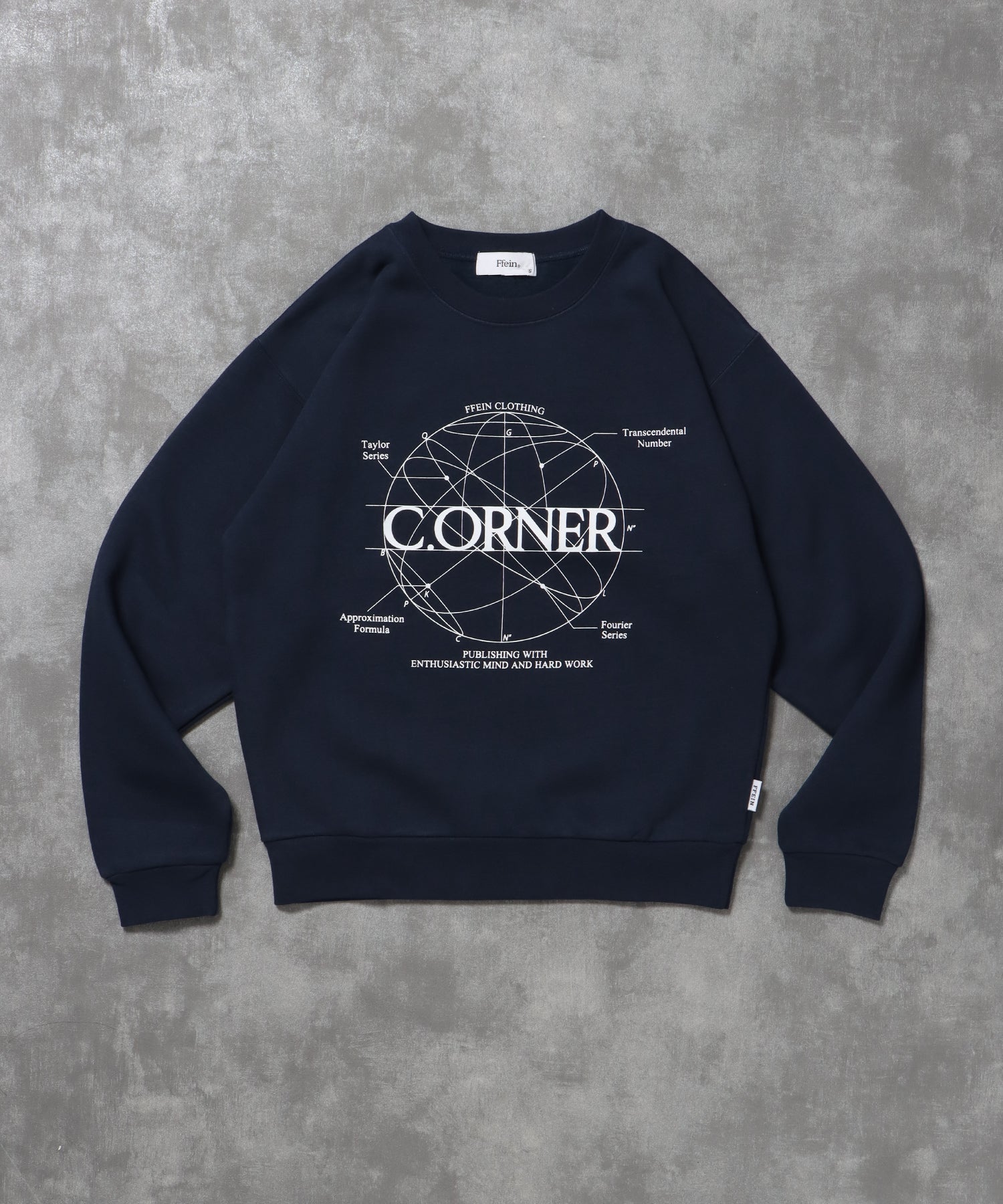 ヘビーウエイトサークルロゴスウェット / 裏起毛 スウェット クルーネック ワンポイント プリント ネイビー