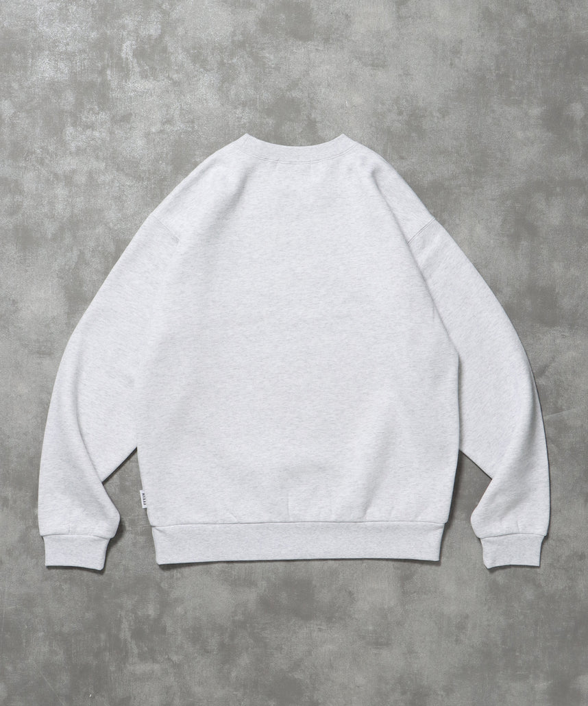 ヘビーウエイトメッセージスウェット / 裏起毛 スウェット クルーネック ワンポイント プリント アッシュグレー