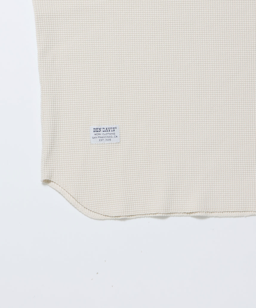 WAFFLE L/S HENLEY / ヘンリー ワッフル オーバーサイズ 長袖 レイヤード オフホワイト