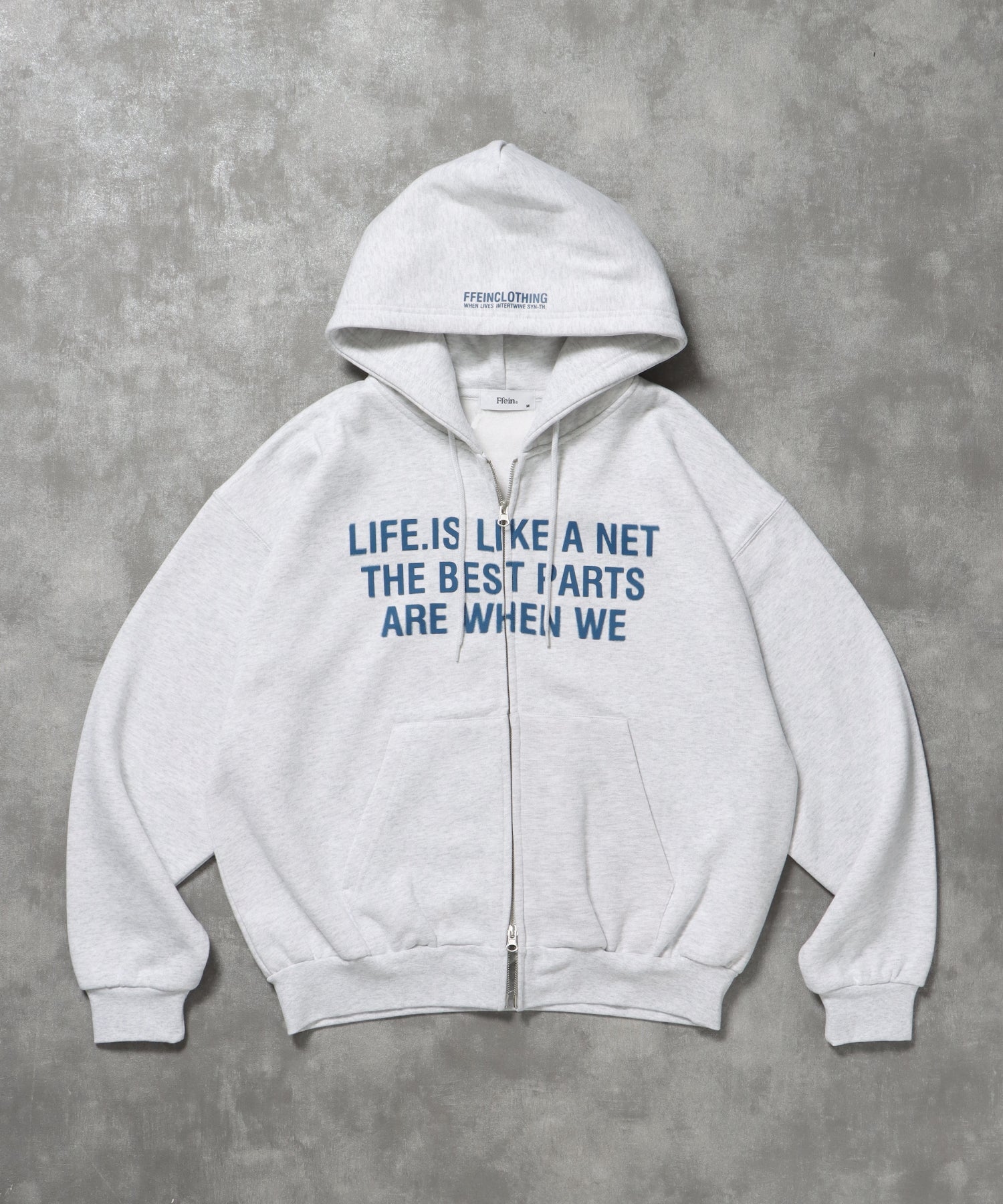 ヘビーウエイトぼかしロゴジップパーカー / パーカー 裏起毛 ジップ 刺繍 ロゴ フーディ ダブルジップ アッシュグレー