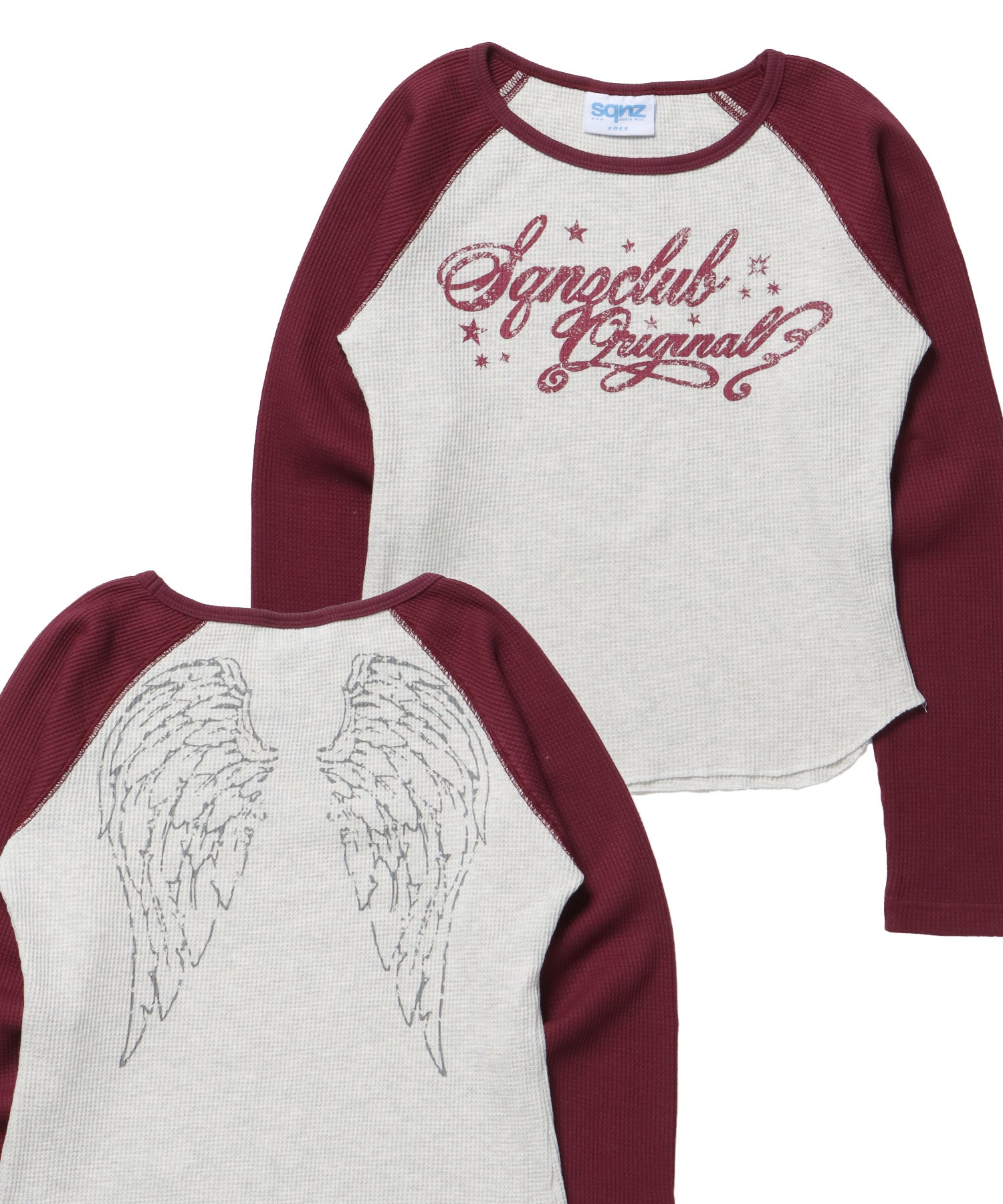 ※WEB限定 / エンジェルプリントサーマルロンT / sqnz angel thermal ワイン