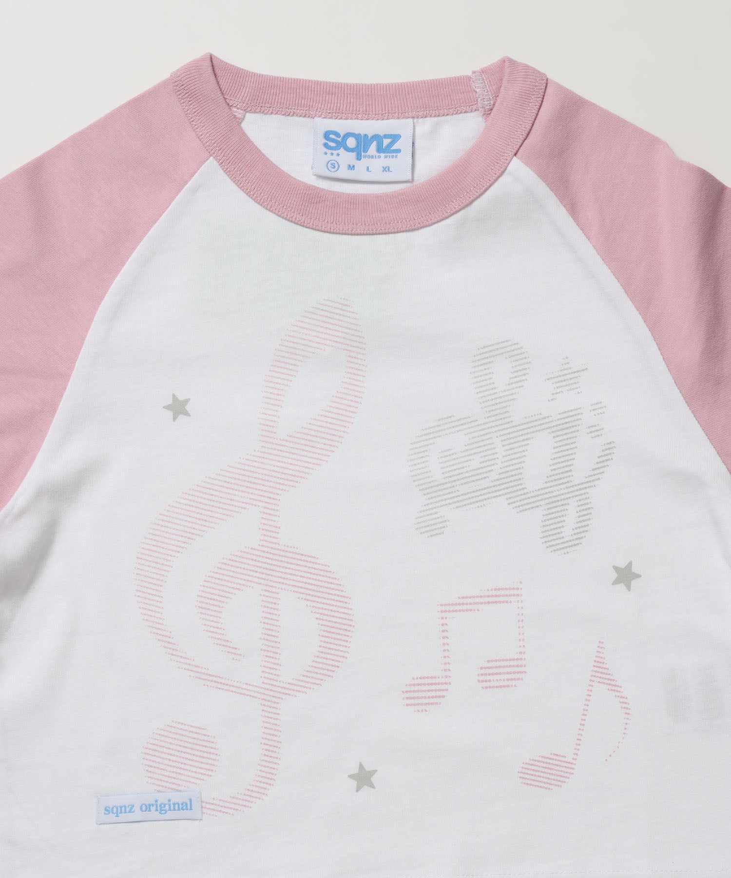 ※WEB限定 / プリントピチTシャツ / 配色ラグラン半袖Tシャツ / sqnz treble clef pt tee ピンク