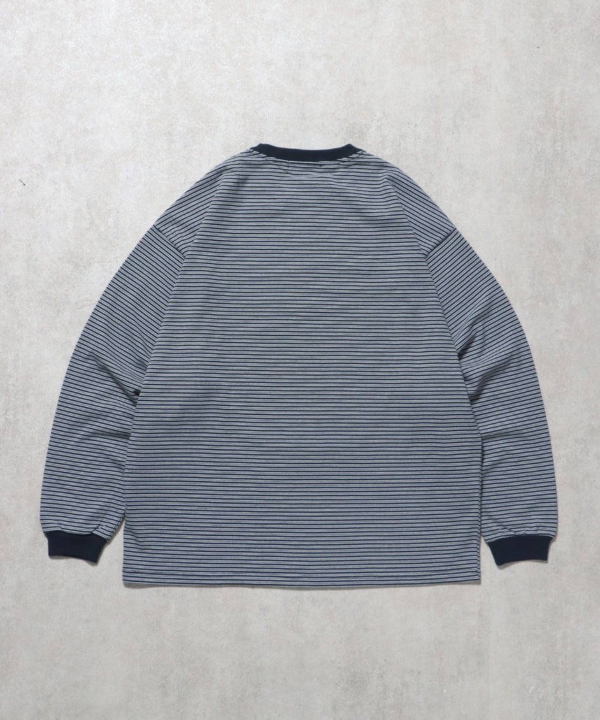 ロゴ刺繍マルチボーダーロングスリーブTシャツ ネイビー