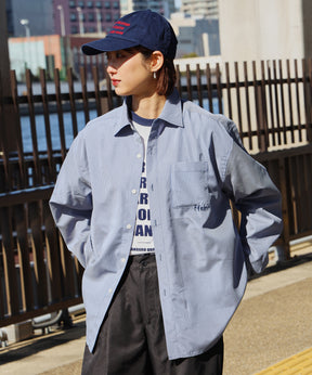 ワンポイント刺繍シャツ / シャツ レギュラー 刺繍 ワンポイント シンプル ポケット ネイビー