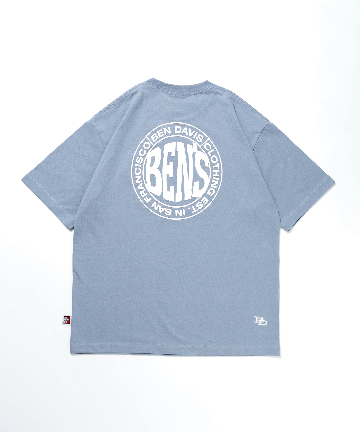 CIRCLE BEN‘S TEE / サークルロゴ Tシャツ 刺繍 半袖 シンプルロゴ ブルーグレー