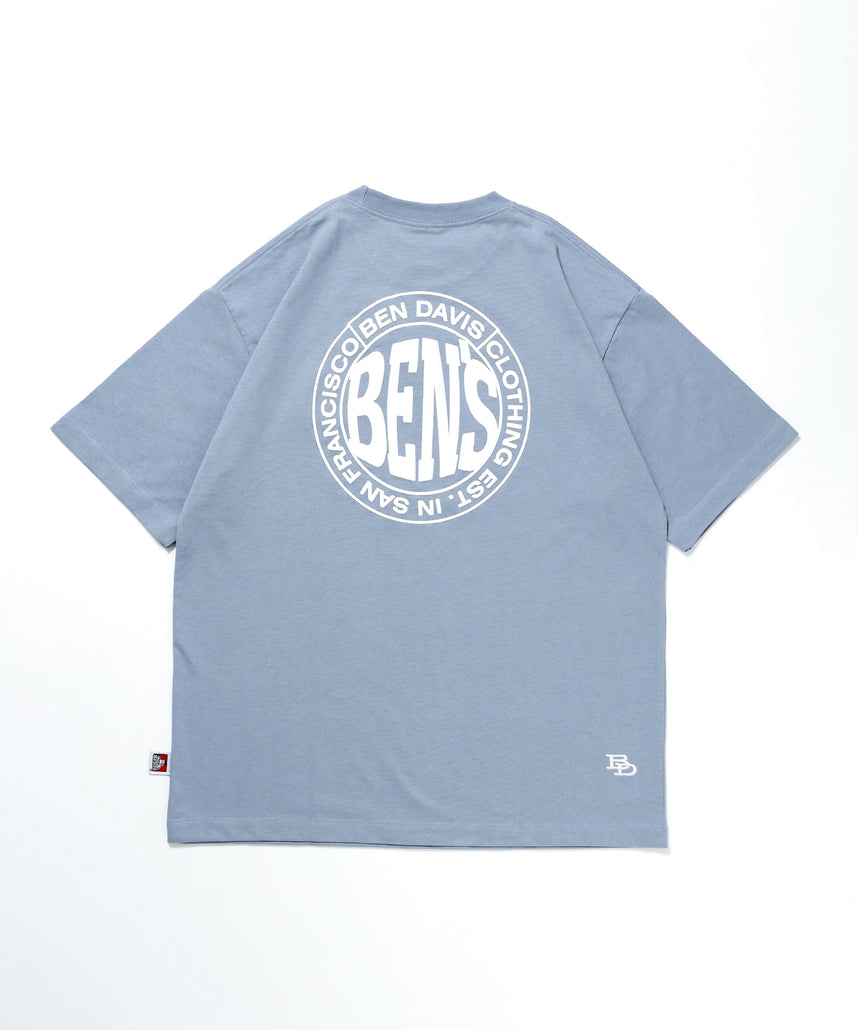 CIRCLE BEN‘S TEE / サークルロゴ Tシャツ 刺繍 半袖 シンプルロゴ ブルーグレー