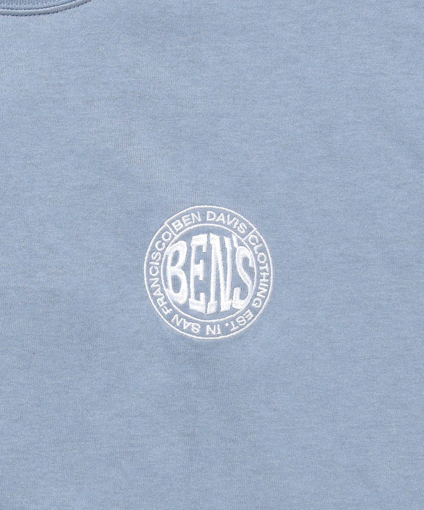 CIRCLE BEN‘S TEE / サークルロゴ Tシャツ 刺繍 半袖 シンプルロゴ ブルーグレー