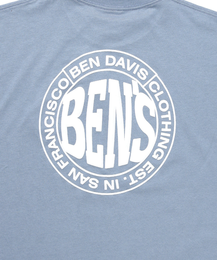 CIRCLE BEN‘S TEE / サークルロゴ Tシャツ 刺繍 半袖 シンプルロゴ ブルーグレー