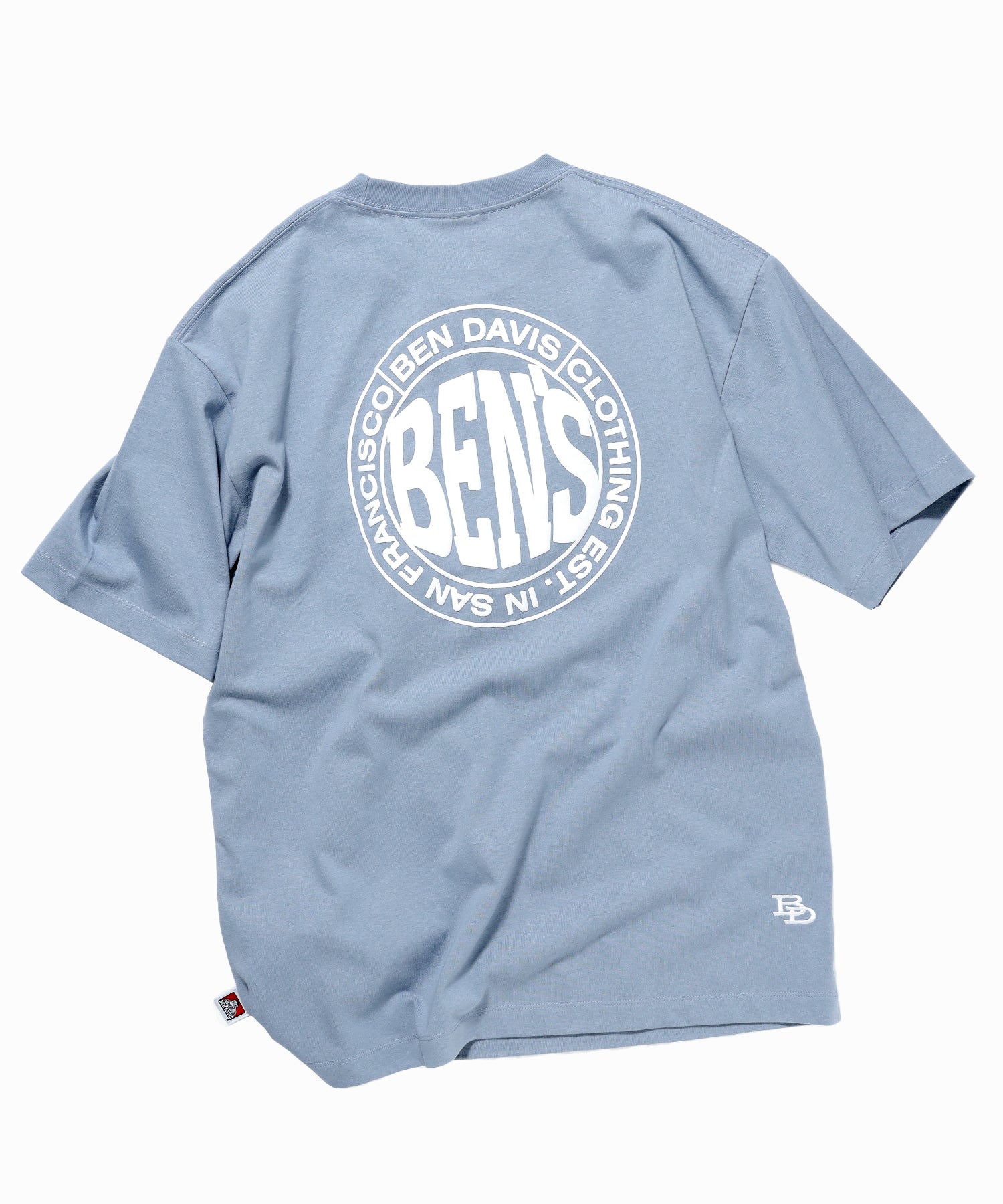 CIRCLE BEN‘S TEE / サークルロゴ Tシャツ 刺繍 半袖 シンプルロゴ ブルーグレー