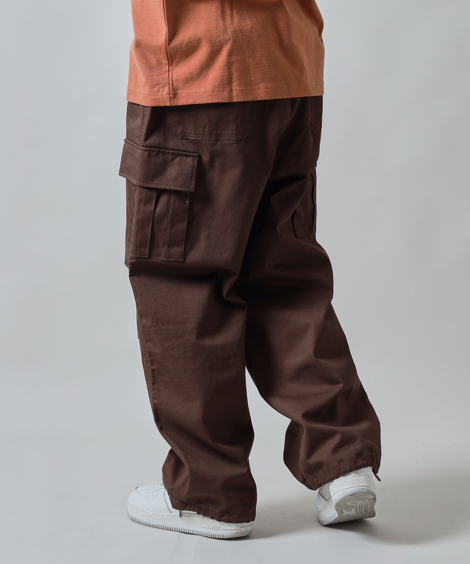 H177 着用サイズ:L【柄85(ブラウン カーゴポケット付き)】