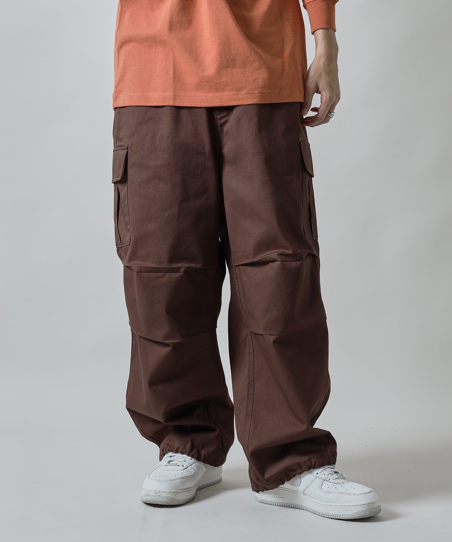 H177 着用サイズ:L【柄85(ブラウン カーゴポケット付き)】