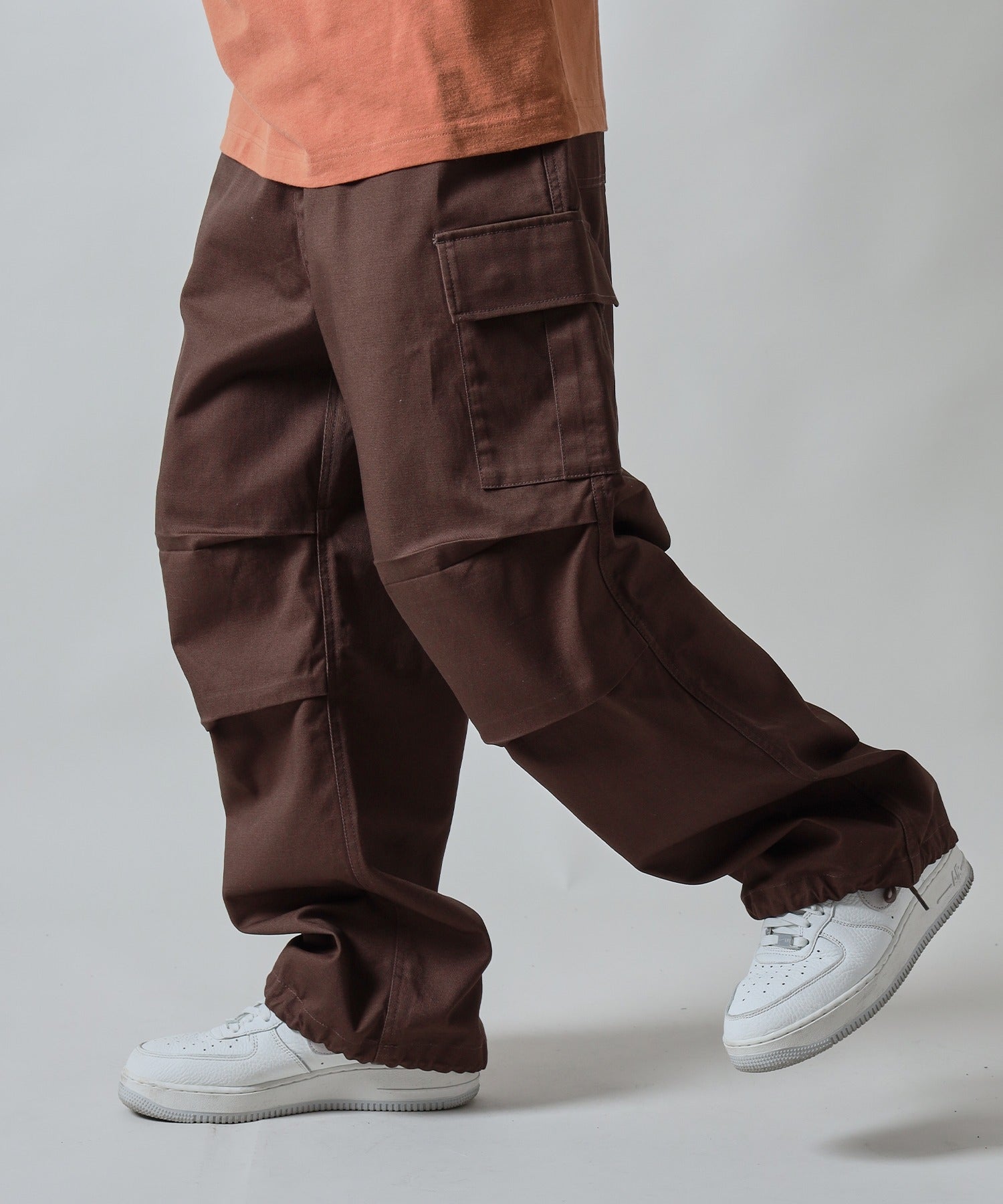 H177 着用サイズ:L【柄85(ブラウン カーゴポケット付き)】